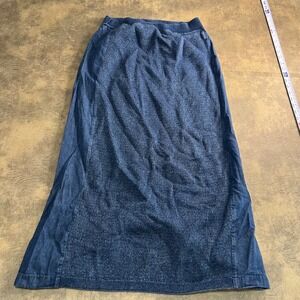 Blue Willis Maxi Skirt Womens Large Blue Cotton Knit Denim Panel Made in Denmark